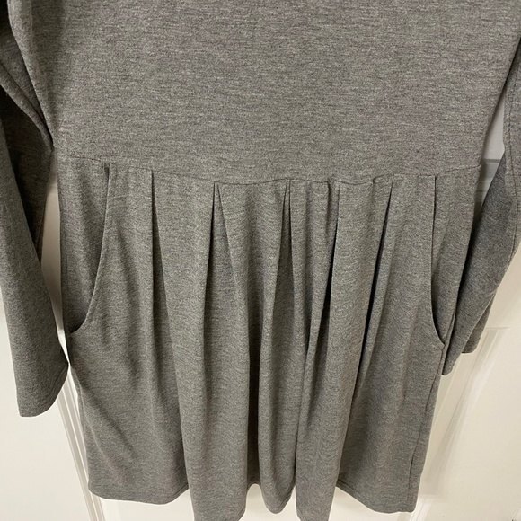 Women's Long Sleeve Pleated Shirt Dress. Dark Gray. Medium. Dark Academia. - Picture 3 of 13